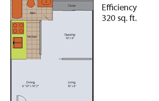 Studio, 1 bath, 320 sqft, $575, Unit 247