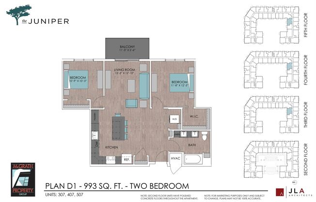 2 beds, 1 bath, 993 sqft, $1,975, Unit 307