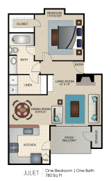 1 bed, 1 bath, 780 sqft, $1,284