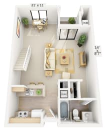 Studio, 1 bath, 665 sqft, $2,246
