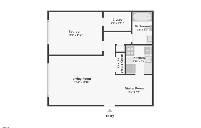 1 bed, 1 bath, 648 sqft, $1,550