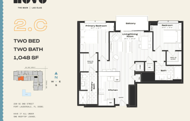 2 beds, 2 baths, 1,048 sqft, $3,603
