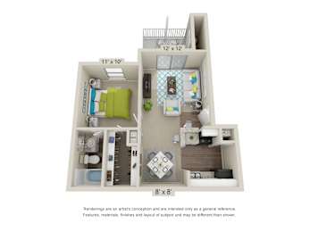 Studio, 1 bath, 545 sqft, $854