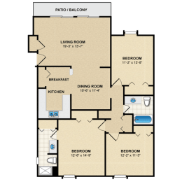 3 beds, 2 baths, 1,250 sqft, $1,509