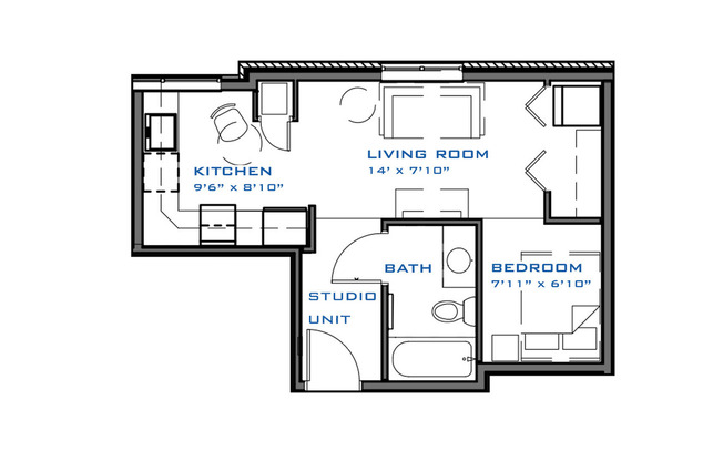 1 bed, 1 bath, 403 sqft, $1,325, Unit 406