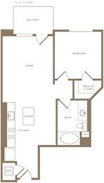 1 bed, 1 bath, 687 sqft, $3,499