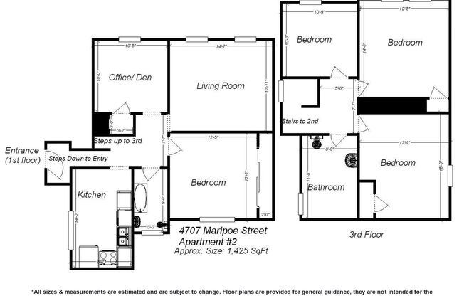 4 beds, 2 baths, 1,425 sqft, $2,920, Unit 4707 Maripoe St. #2