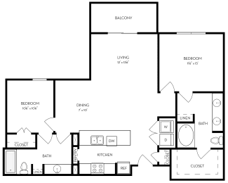 2 beds, 2 baths, 1,138 sqft, $2,046