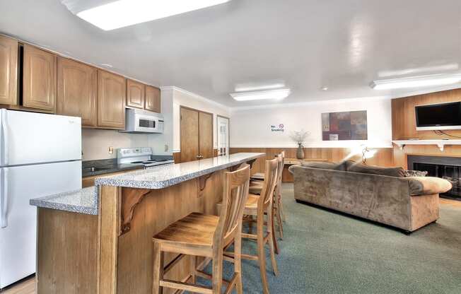 Eat-In Table With High Chairs In Clubhouse at Laurel Grove, California