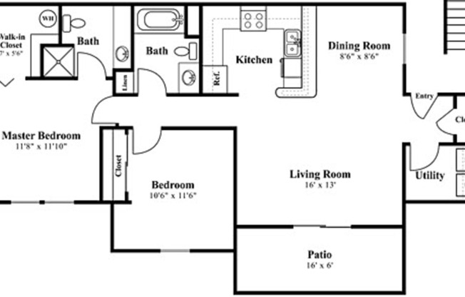 2 beds, 2 baths, 1,043 sqft, $1,707