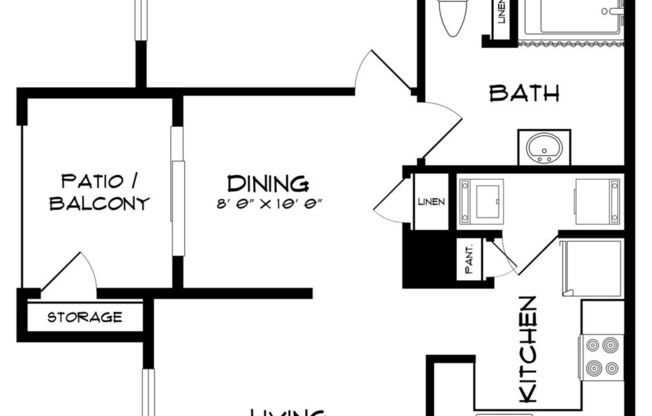 1 bed, 1 bath, 757 sqft, $1,335