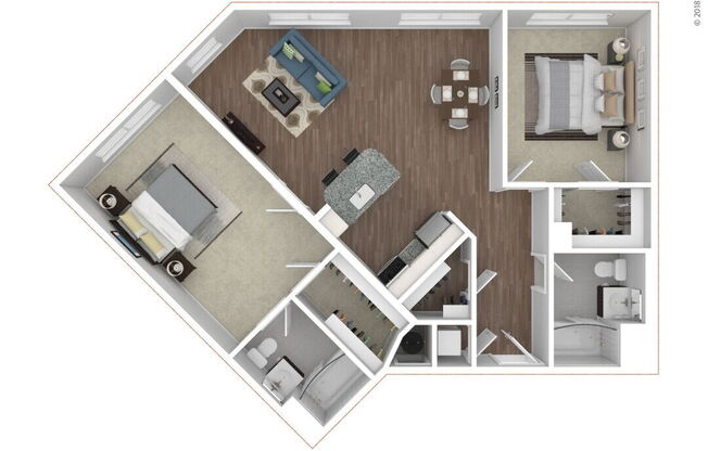 2 beds, 2 baths, 1,054 sqft, $3,050