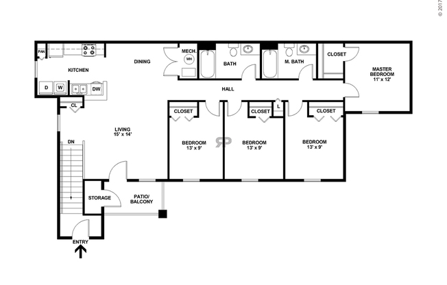 4 beds, 2 baths, 1,366 sqft, $1,322