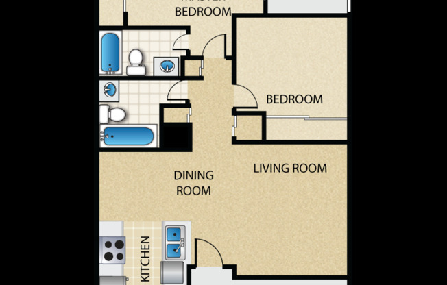 2 beds, 2 baths, 860 sqft, $2,524