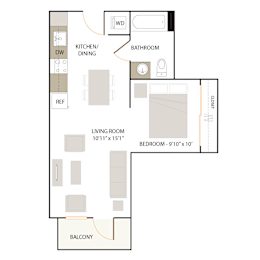 1 bed, 1 bath, 574 sqft, $2,430