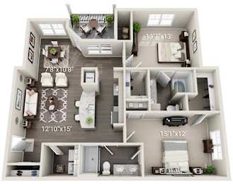 2 beds, 2 baths, 1,250 sqft, $1,795