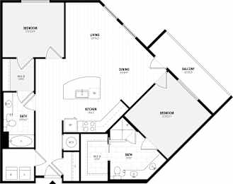 2 beds, 2 baths, 1,081 sqft, $2,156