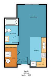 Studio, 1 bath, 380 sqft, $1,410