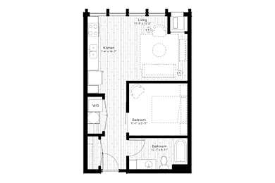 Studio, 1 bath, 588 sqft, $1,446
