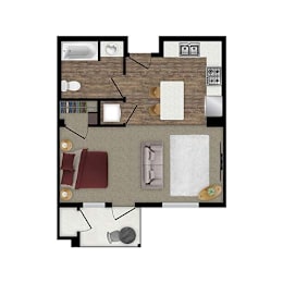 Studio, 1 bath, 525 sqft, $1,629