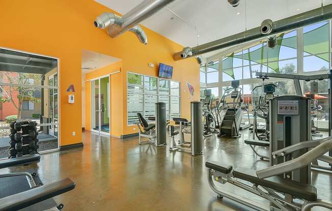 Fitness center with brand new equipment and workout machines