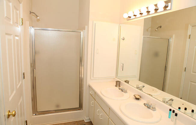 bathroom with double vanity