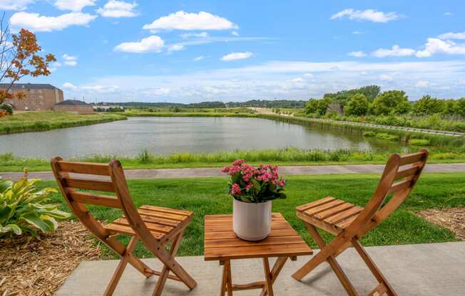 Apartment Patio Next To Community Pond
