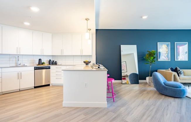 Sleek designer kitchen at The Chandler in North Hollywood