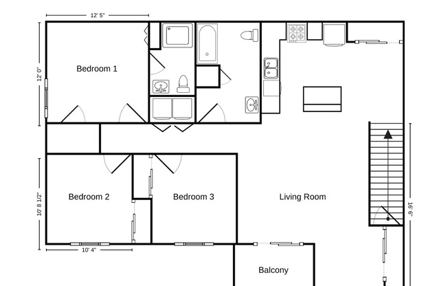 3 beds, 2 baths, 1,319 sqft, $1,599, Unit PV 1622-02