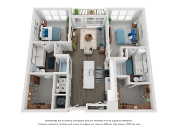 2 beds, 2 baths, 1,126 sqft, $2,843