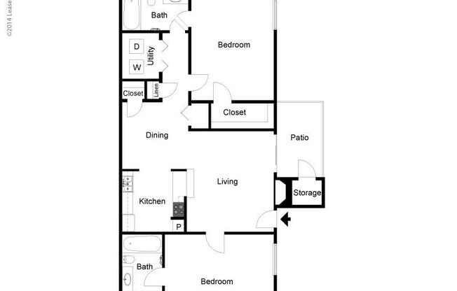 2 beds, 2 baths, 966 sqft, $1,390