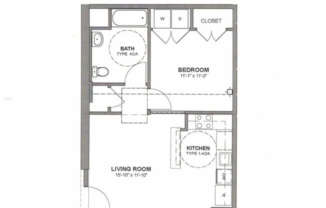 1 bed, 1 bath, 615 sqft, $1,095, Unit 124