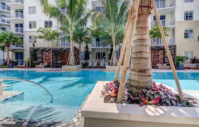 Outdoor Patio with Pool and Landscaping