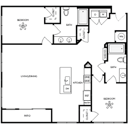 2 beds, 2 baths, 1,274 sqft, $2,255