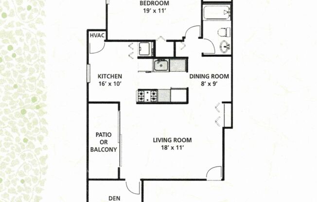 1 bed, 1 bath, 858 sqft, $1,995