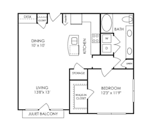 1 bed, 1 bath, 877 sqft, $1,760