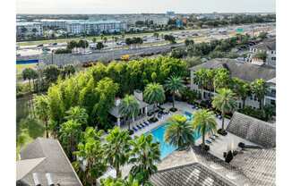 Aerial Pool View at Sancerre at Sand Lake Apartments