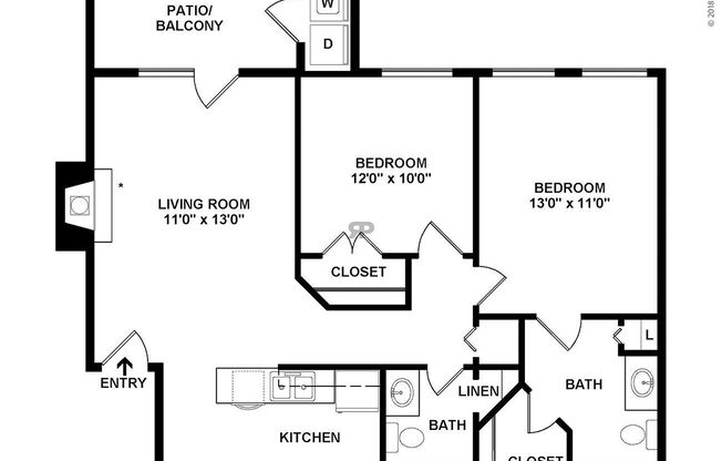 2 beds, 2 baths, 932 sqft, $1,460