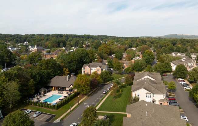 Aerial view of community and residences