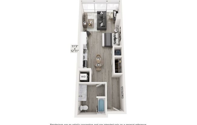 Studio, 1 bath, 569 sqft, $1,455, Unit 201