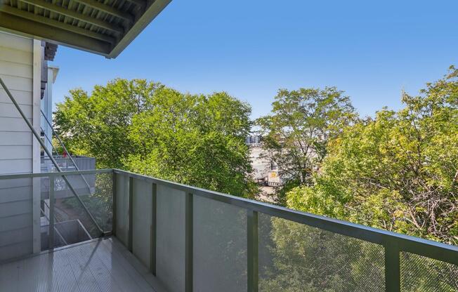 Patio with railings at Park77 Apartments, Cambridge