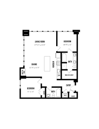 2 beds, 2 baths, 1,151 sqft, $2,380