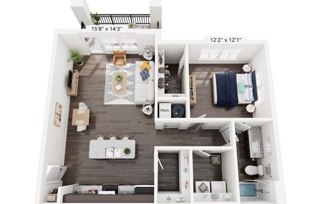 1 bed, 1 bath, 873 sqft, $1,499, Unit 7106