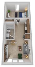 1 bed, 1 bath, 580 sqft, $989