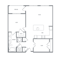 1 bed, 1 bath, 967 sqft, $1,724