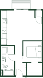 1 bed, 1 bath, 595 sqft, $1,486
