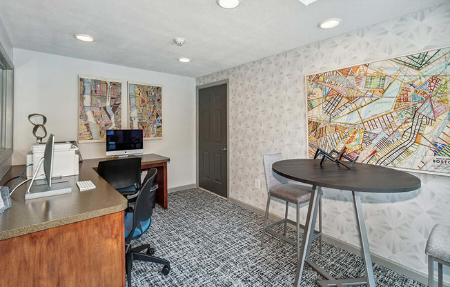 Leasing office interior at Stone Ends apartments in Stoughton, MA