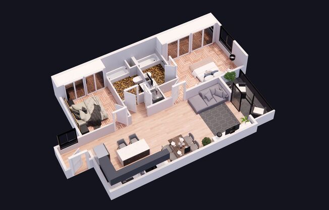 2 beds, 2 baths, 957 sqft, $3,500, Unit #206