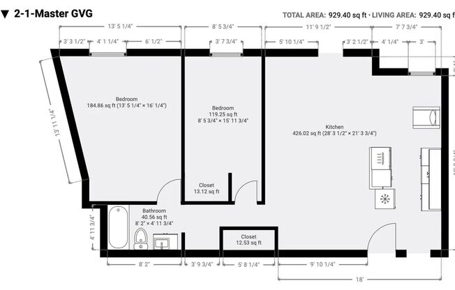 2 beds, 1 bath, 929 sqft, $1,450, Unit 214