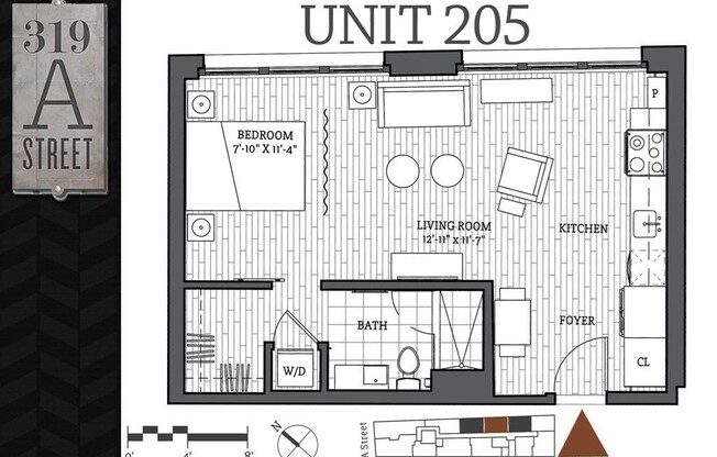 1 bed, 1 bath, 525 sqft, $3,100, Unit 205
